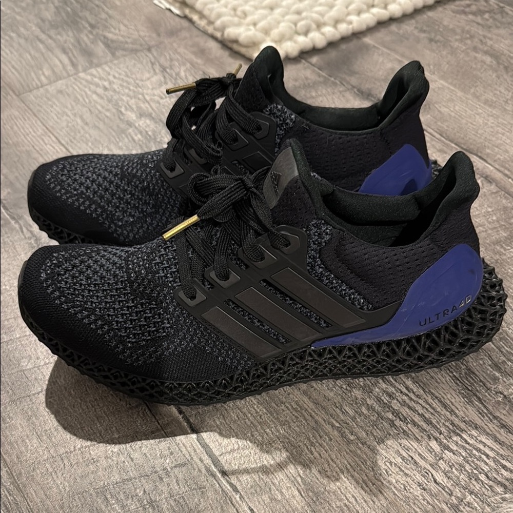 Adidas Men's Black and Blue Ultraboost 4D Running Shoes